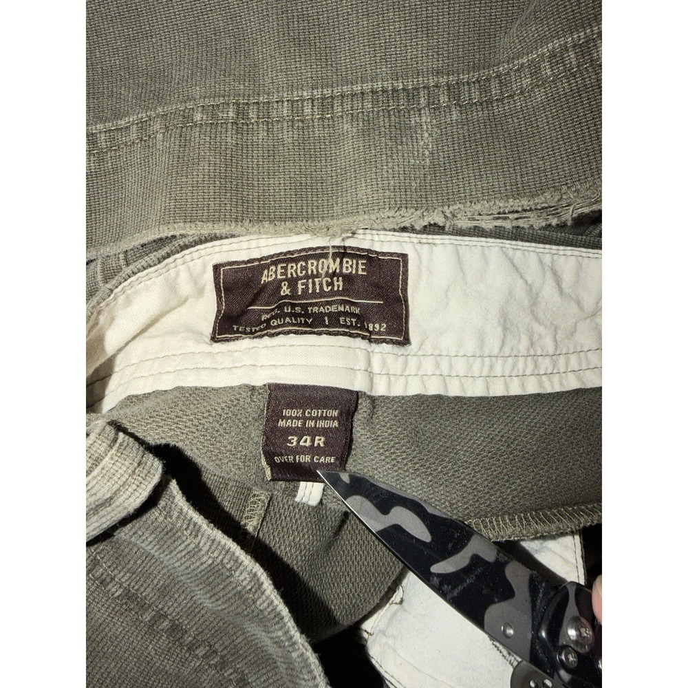 Abercrombie Fitch Cargo Pants Mens 34 Green Vintage Y2K Baggy Wide Leg Military - Picture 5 of 8